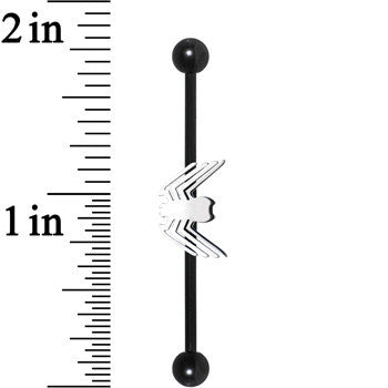 Licensed Marvel Black PVD White Spiderman Logo Industrial Barbell 38mm