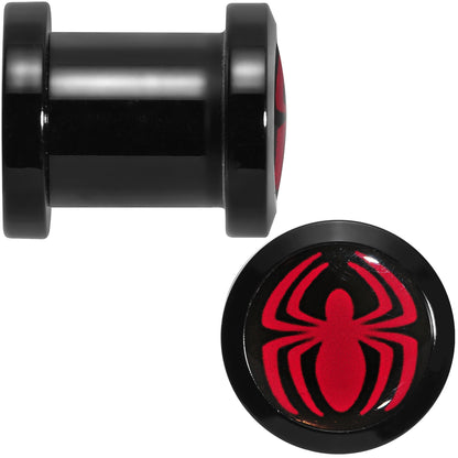 0G Licensed Red Spider-Man Logo Acrylic Screw Fit Plugs Set