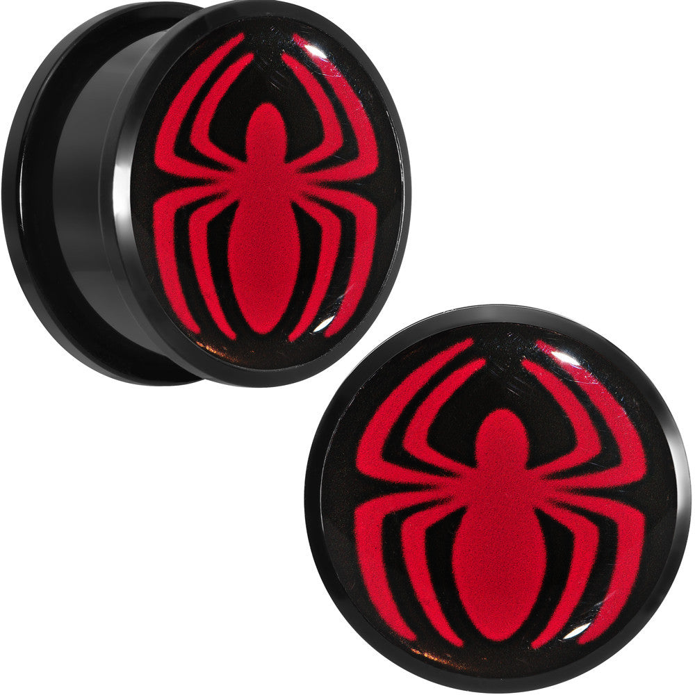 7/8 Licensed Red Spider-Man Logo Acrylic Screw Fit Plugs Set