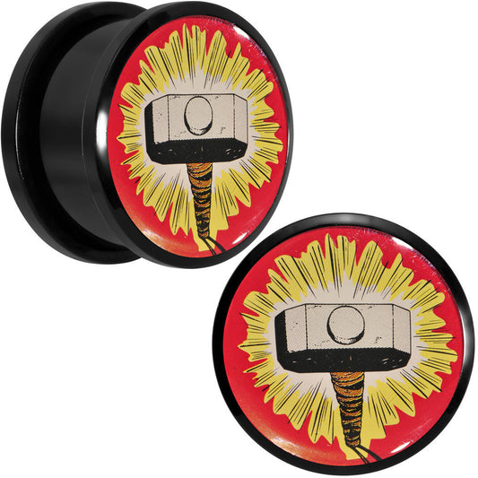 3/4 Licensed Thor Hammer Logo Acrylic Screw Fit Plugs Set