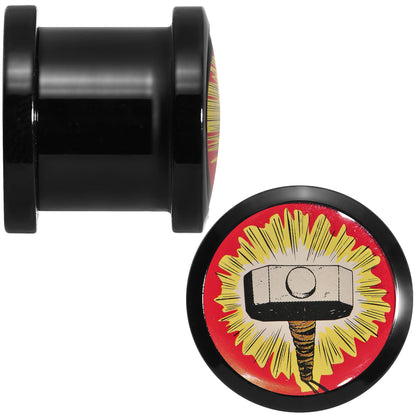 7/16 Licensed Thor Hammer Logo Acrylic Screw Fit Plugs Set