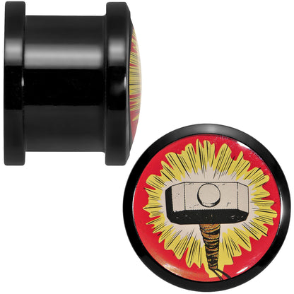 9/16 Licensed Thor Hammer Logo Acrylic Screw Fit Plugs Set