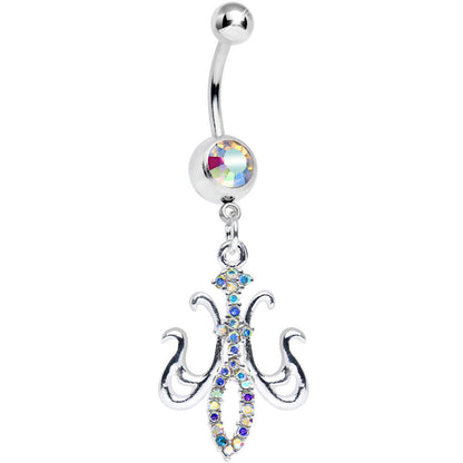 Aurora Gem Magnifique Fleur de Lis Dangle Belly Ring
