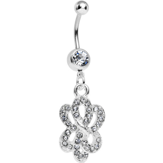 Clear Gem Sparkling Sailor Knot Dangle Belly Ring