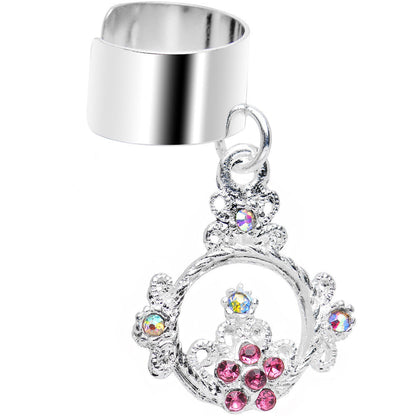 Pink and Aurora Gem Reigning Princess Crown Dangle Ear Cuff
