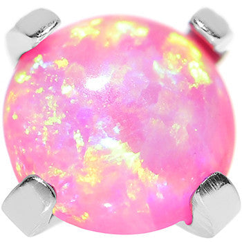 14G 4mm Faux Pink Prong Set Opal Titanium Dermal Top