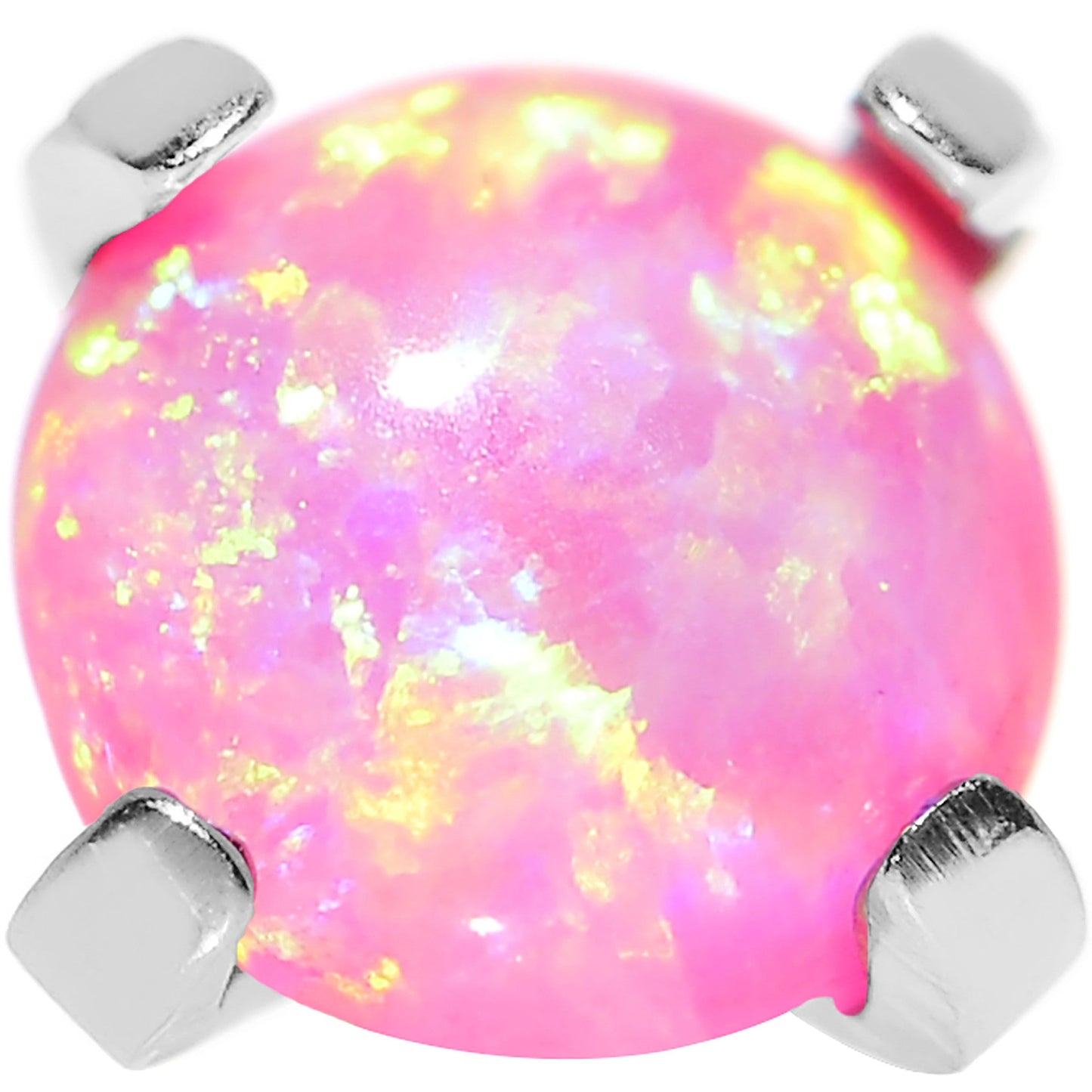 14G 4mm Faux Pink Prong Set Opal Titanium Dermal Top
