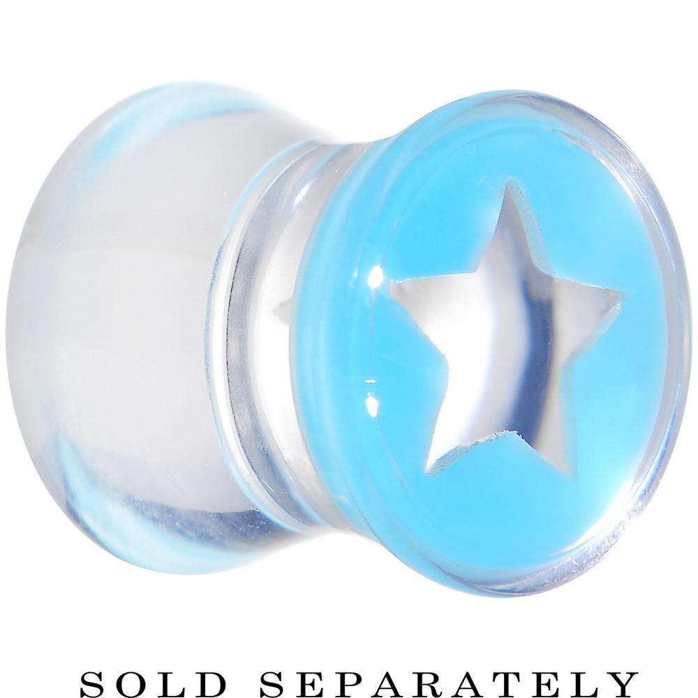 Clear Light Blue Acrylic Wish on a Star Saddle Plug 2G to 20mm