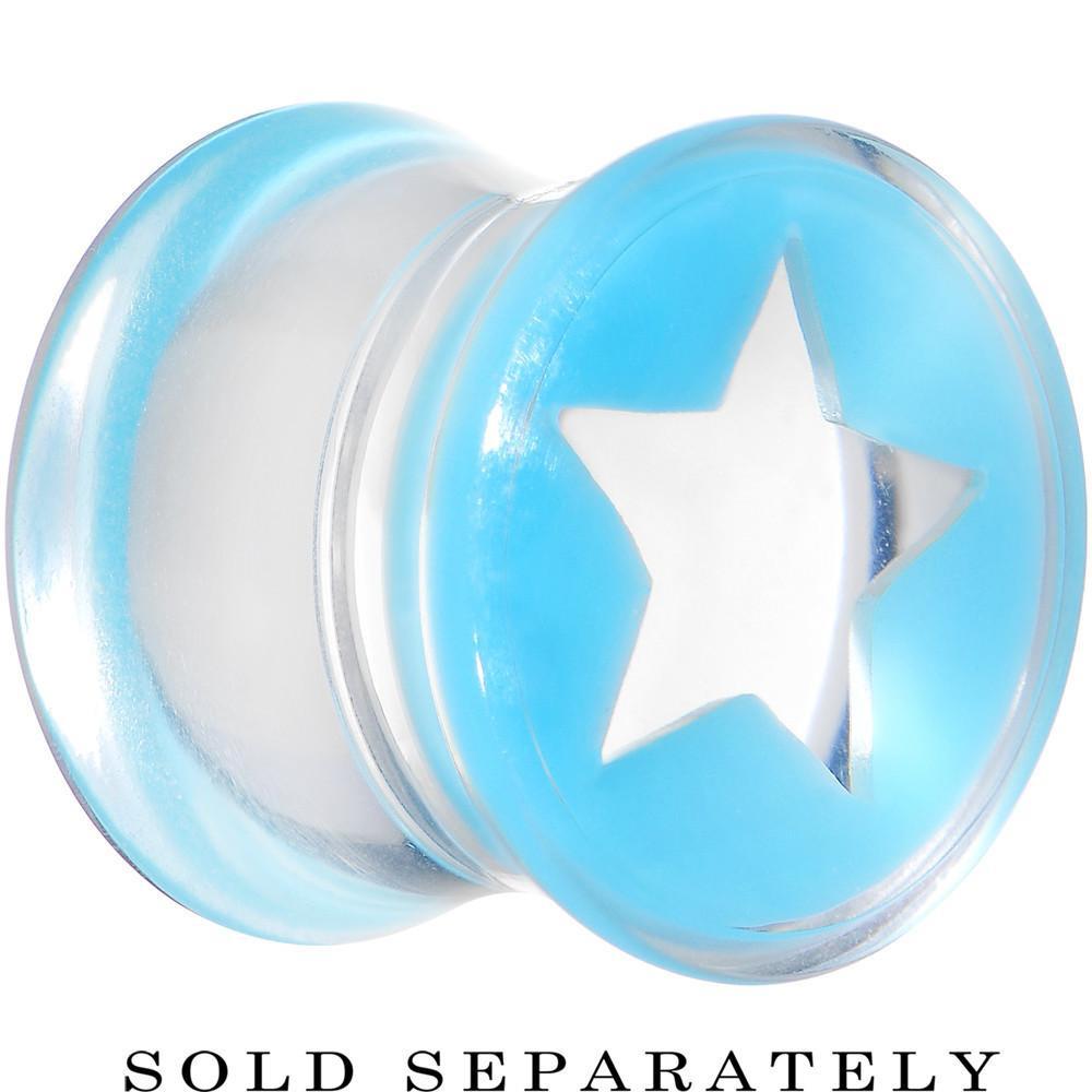 Clear Light Blue Acrylic Wish on a Star Saddle Plug 2G to 20mm