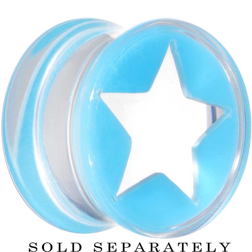 Clear Light Blue Acrylic Wish on a Star Saddle Plug 2G to 20mm