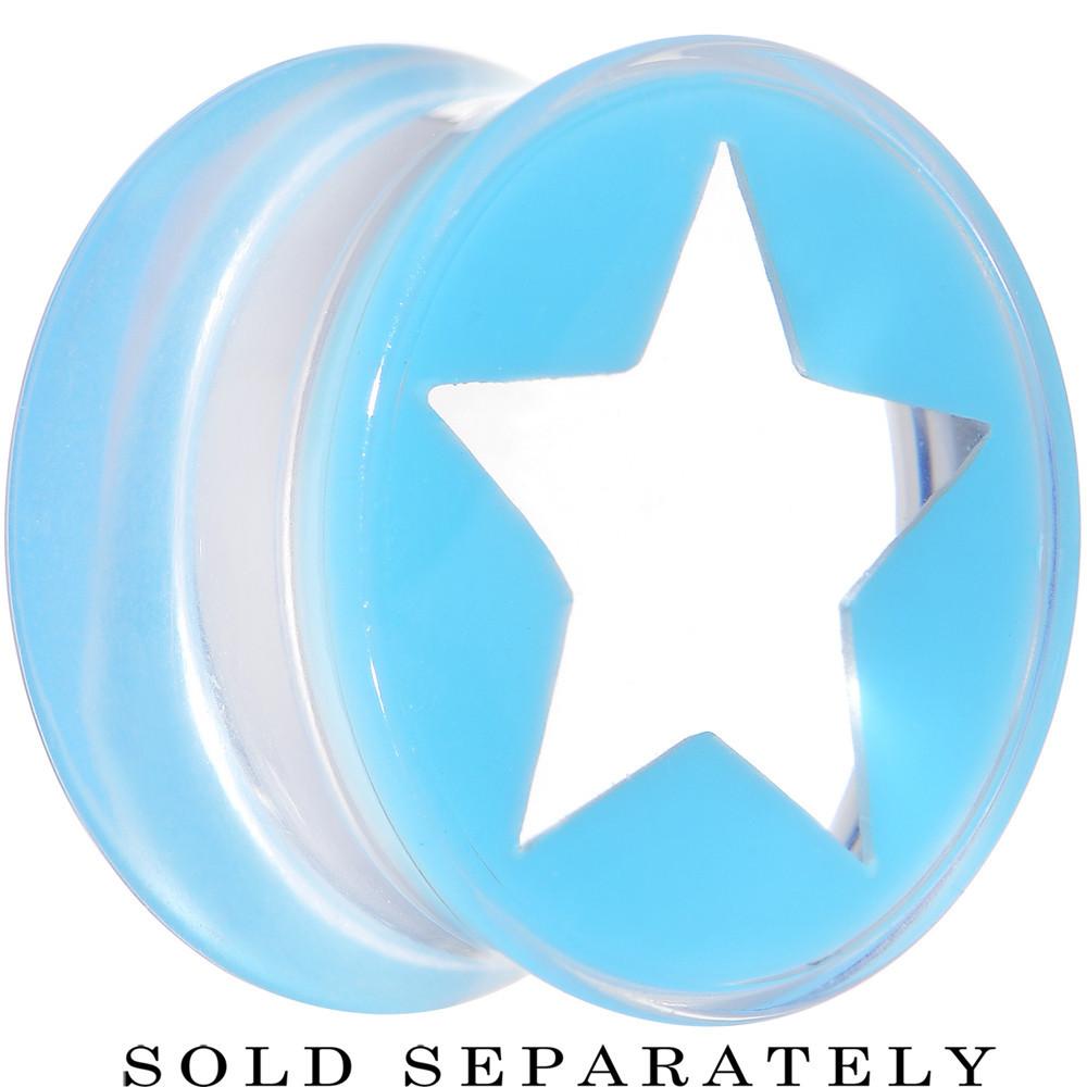 Clear Light Blue Acrylic Wish on a Star Saddle Plug 2G to 20mm