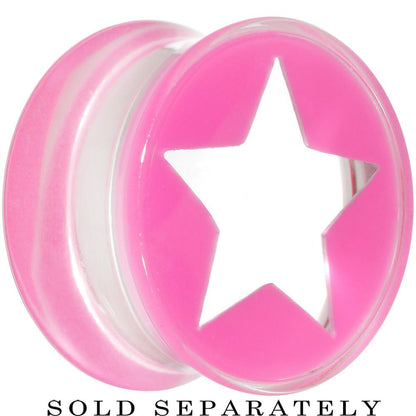 Clear Pink Acrylic Wish on a Star Saddle Plug 2G to 20mm