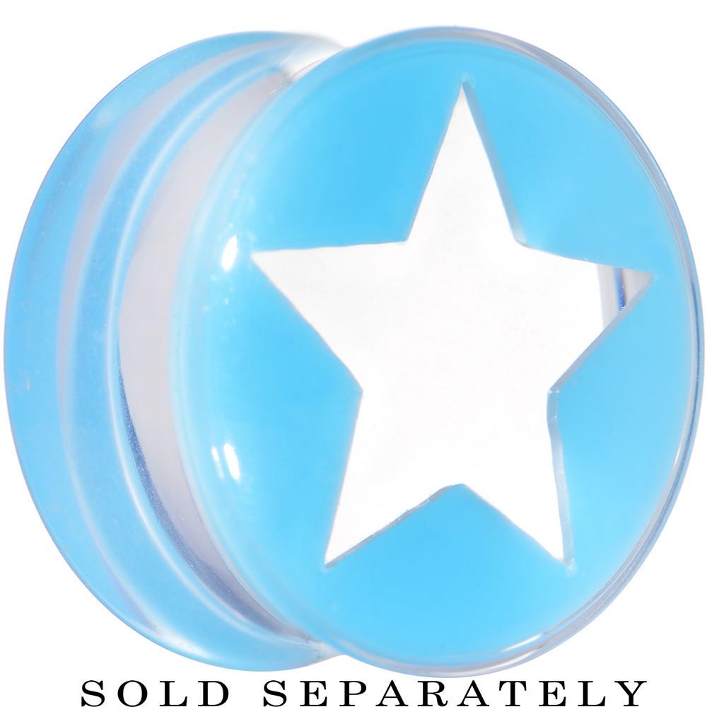 Clear Light Blue Acrylic Wish on a Star Saddle Plug 2G to 20mm