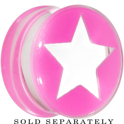 Clear Pink Acrylic Wish on a Star Saddle Plug 2G to 20mm