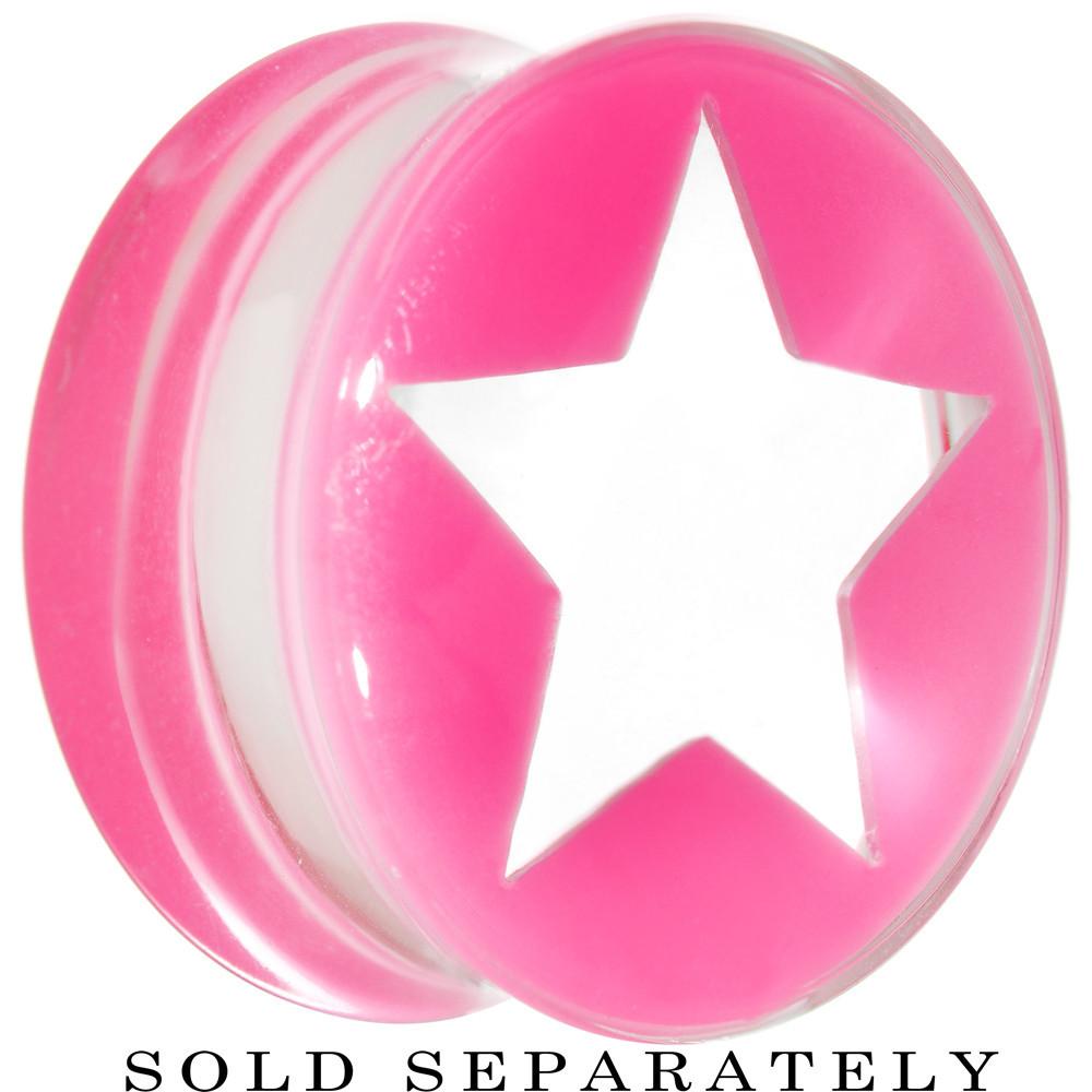 Clear Pink Acrylic Wish on a Star Saddle Plug 2G to 20mm