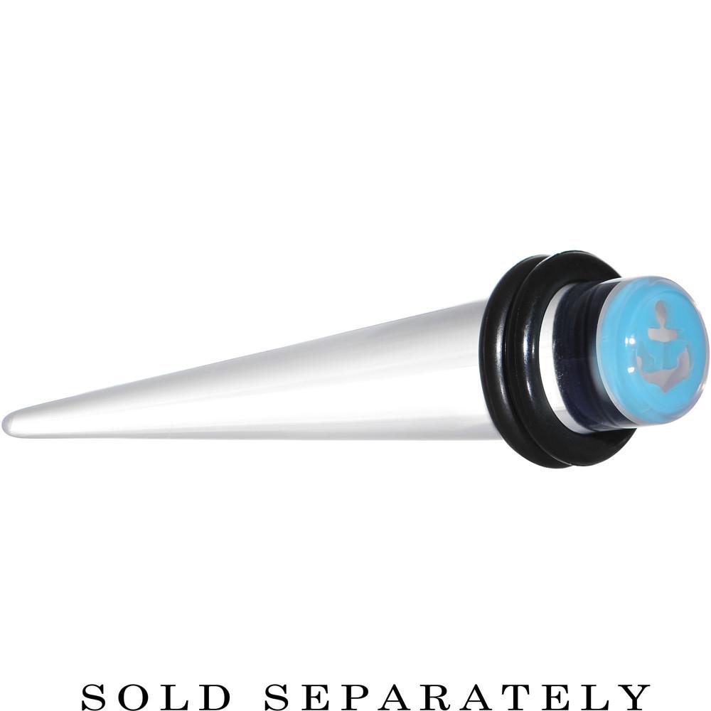 Clear Light Blue Acrylic Set Sail Nautical Anchor Taper 0G to 20mm