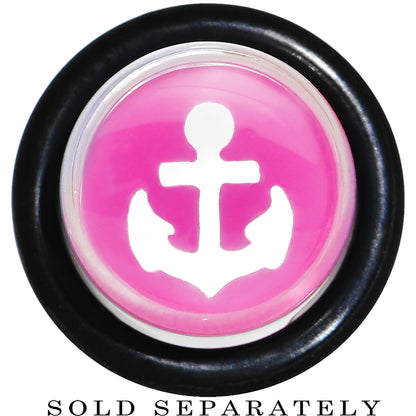 00G Clear Pink Acrylic Set Sail Nautical Anchor Taper