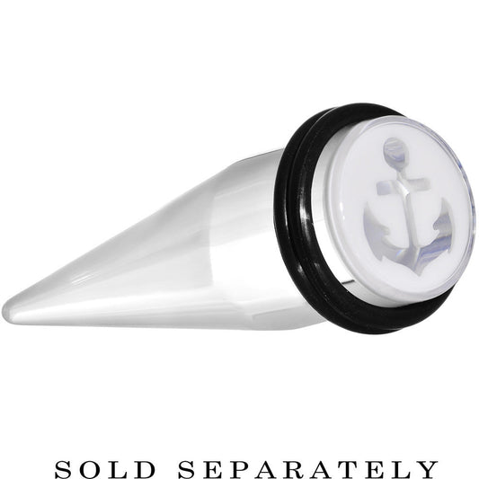 9/16 Clear White Acrylic Set Sail Nautical Anchor Taper