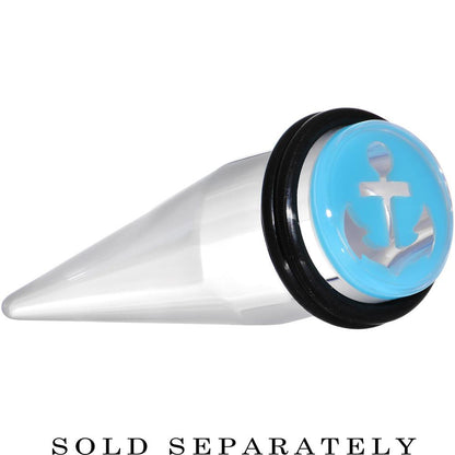 Clear Light Blue Acrylic Set Sail Nautical Anchor Taper 0G to 20mm