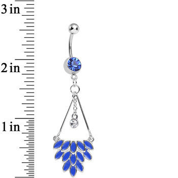 Blue Gem Caribbean Breeze Ladies Fan Dangle Belly Ring