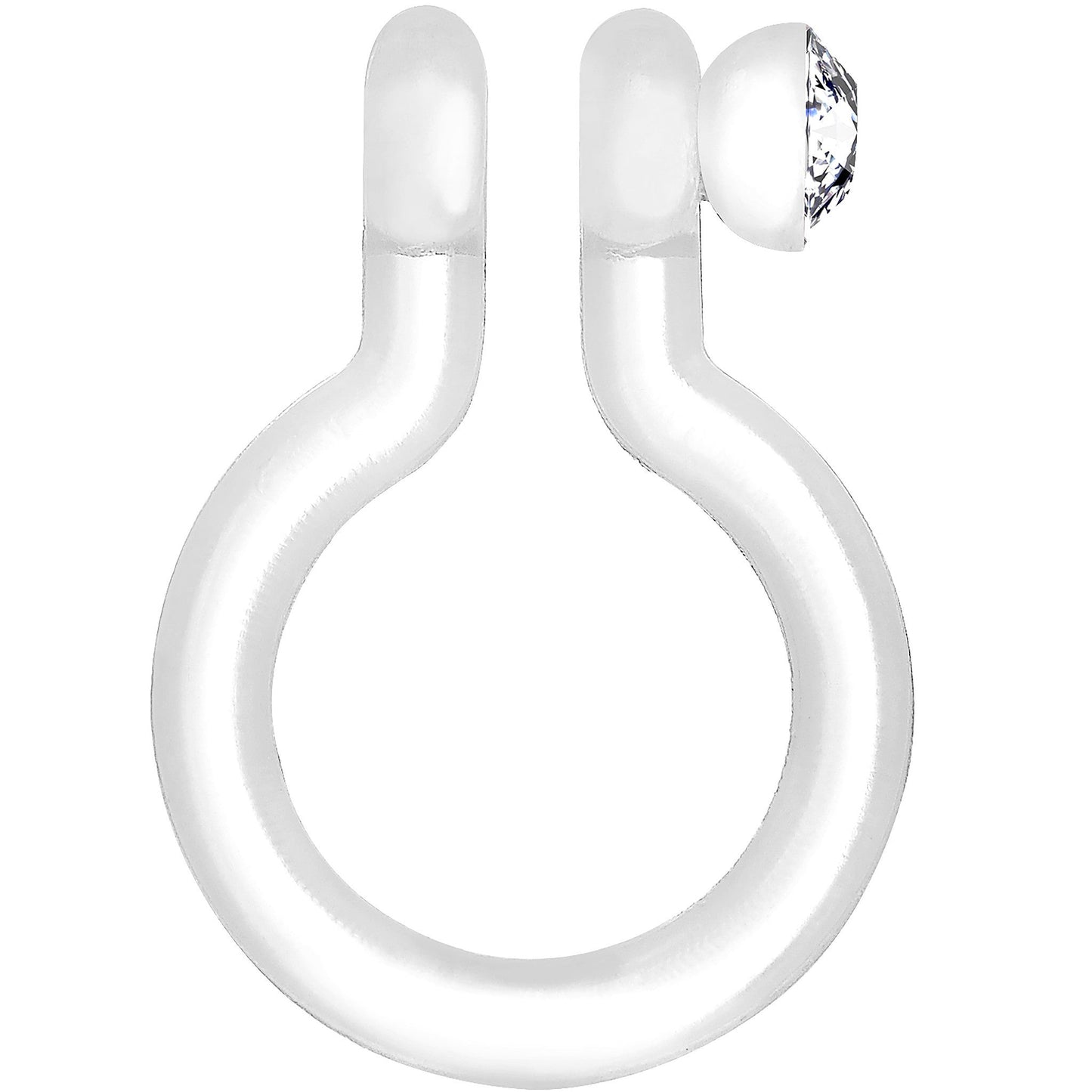 Clear Gem Clear Bioplast Clip On Non-Pierced Fake Nose Ring Hoop