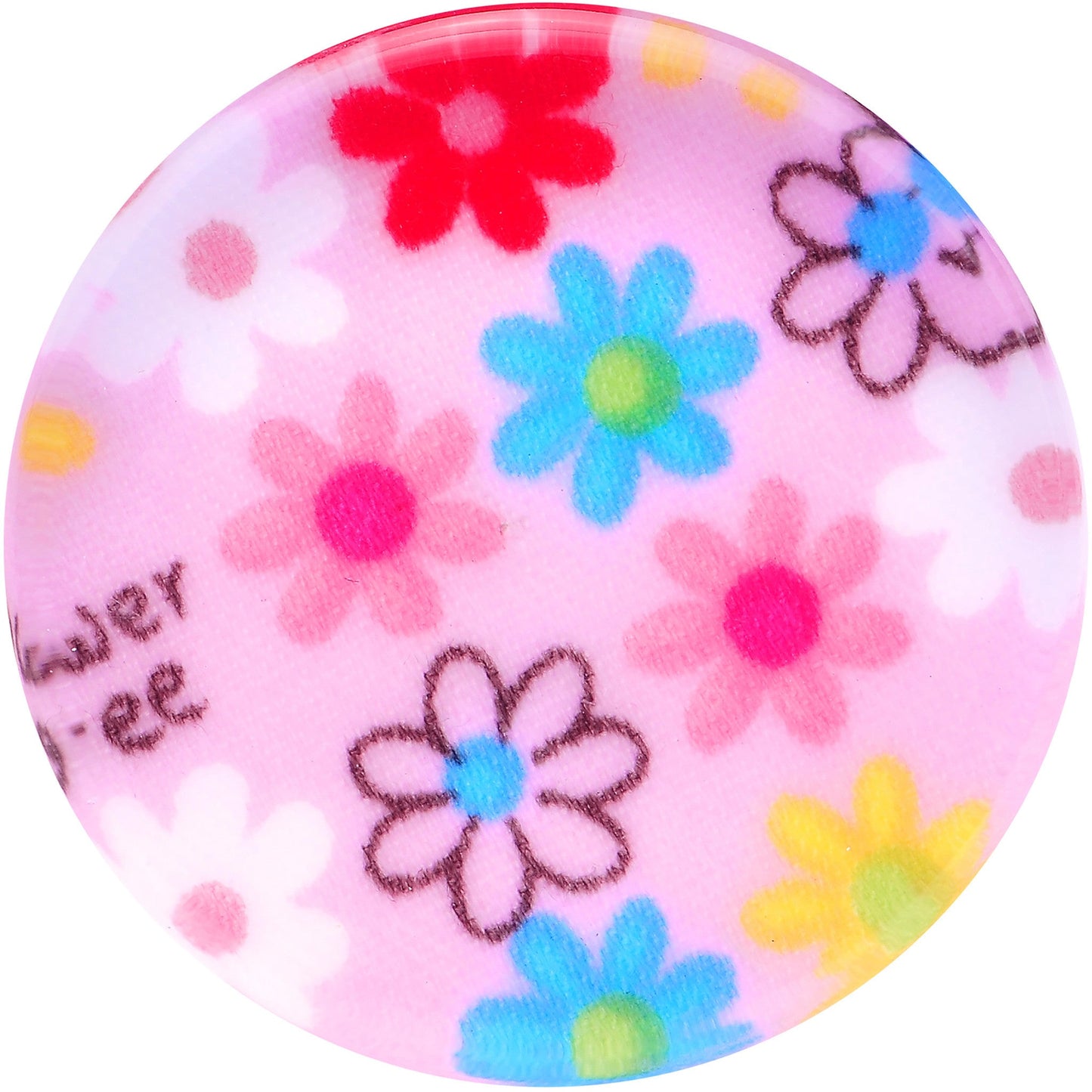 28mm Acrylic Pink Multicolored Flower Power Saddle Plug
