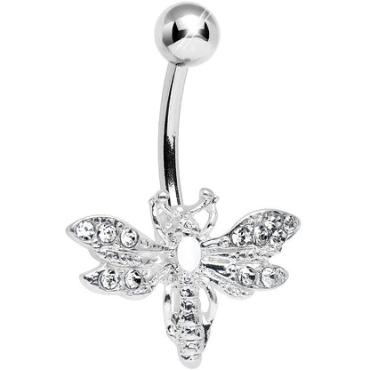 Clear Gem Flashy Flying Dragonfly Belly Ring