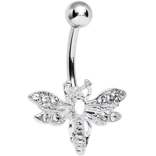 Clear Gem Flashy Flying Dragonfly Belly Ring