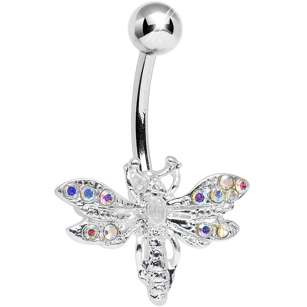 Aurora Gem Flashy Flying Dragonfly Belly Ring