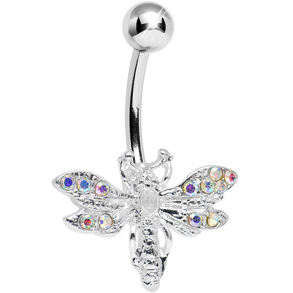 Aurora Gem Flashy Flying Dragonfly Belly Ring