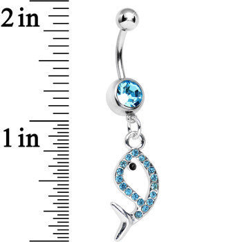 Aqua Gem Companion of Neptune Fish Dangle Belly Ring