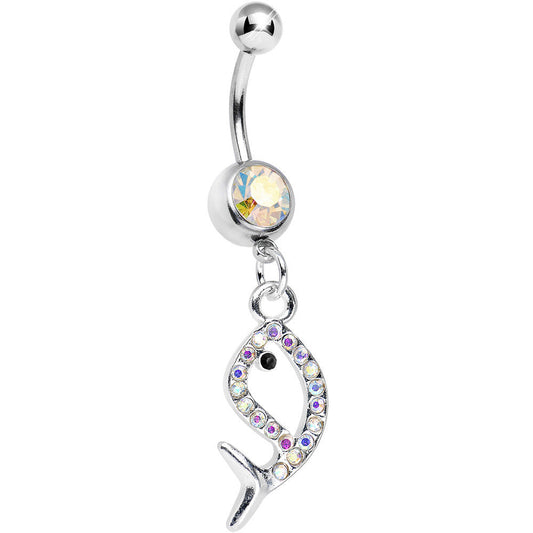 Aurora Gem Companion of Neptune Fish Dangle Belly Ring