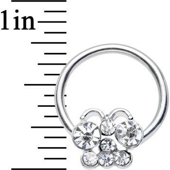14G 7/16 Clear Gem Brilliant Butterfly BCR Captive Ring