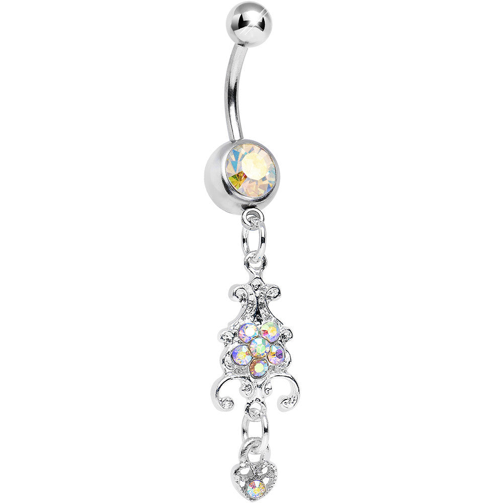 Aurora Gem Sparkling Fleur De Lock Dangle Belly Ring