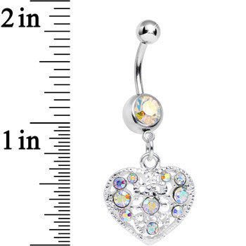 Aurora Gem Lacy Heirloom Heart Dangle Belly Ring