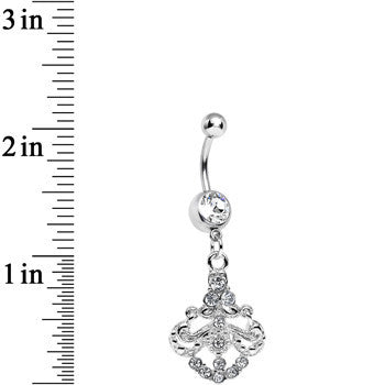 Clear Gem Shimmering Divine Fan Dangle Belly Ring