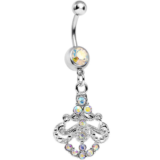 Aurora Gem Shimmering Divine Fan Dangle Belly Ring