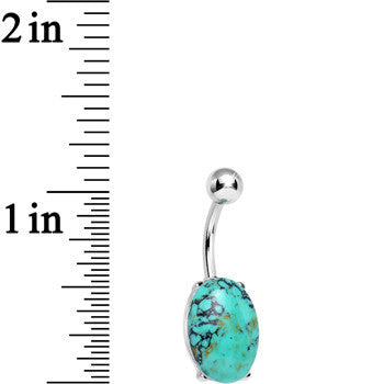 Aqua Turquoise Elliptical Belly Ring