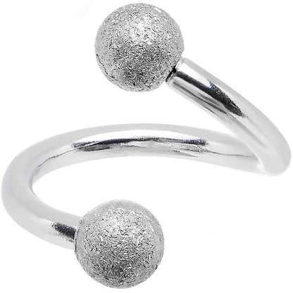 16G 5/16 Silver Sandblasted Steel Spiral Barbell 3mm Ball