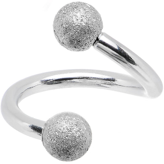 16G 5/16 Silver Sandblasted Steel Spiral Barbell 3mm Ball