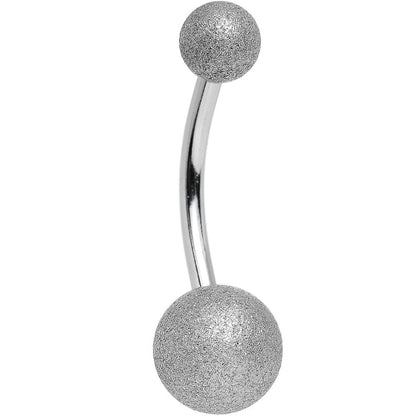 14G 1/2 Silver Sandblasted Steel Belly Ring 5mm and 8mm Ball