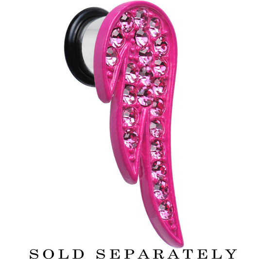 00G Pink Gem Brilliant Angel Wing Single Flare Steel Plug