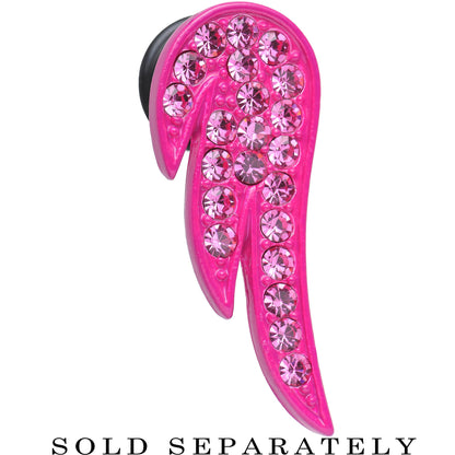 00G Pink Gem Brilliant Angel Wing Single Flare Steel Plug