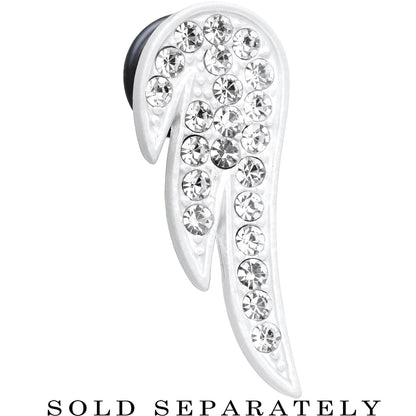 00G Clear Gem Brilliant Angel Wing Single Flare Steel Plug