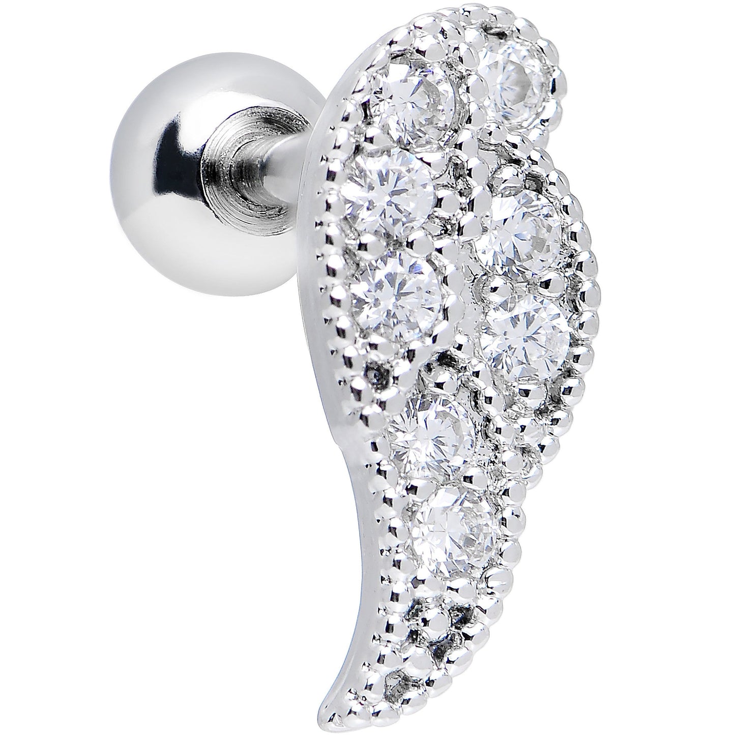 Clear Gem Celestial Angel Wing Right Cartilage Earring