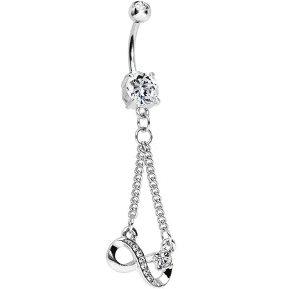 Clear Cubic Zirconia Dazzling Infinity Symbol Dangle Belly Ring