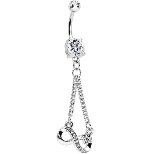 Clear Cubic Zirconia Dazzling Infinity Symbol Dangle Belly Ring