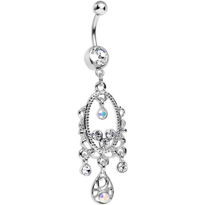 Clear Aurora Gem Victorian Allure Chandelier Belly Ring