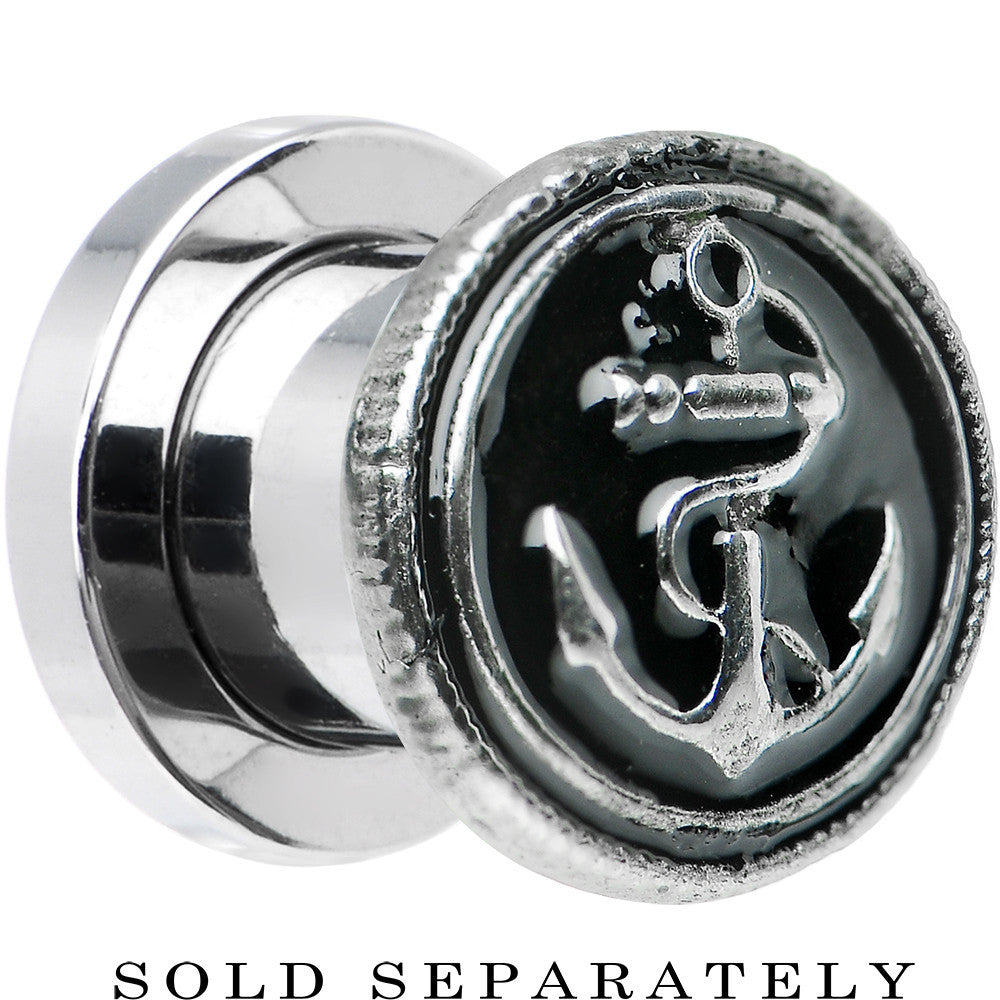 0G Stainless Steel Vintage Nautical Anchor Screw Fit Plug