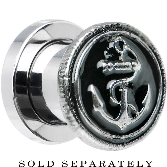 0G Stainless Steel Vintage Nautical Anchor Screw Fit Plug